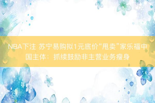 NBA下注 苏宁易购拟1元底价“甩卖”家乐福中国主体：抓续鼓励非主营业务瘦身
