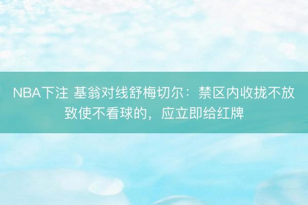 NBA下注 基翁对线舒梅切尔：禁区内收拢不放致使不看球的，应立即给红牌