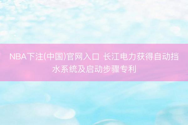 NBA下注(中国)官网入口 长江电力获得自动挡水系统及启动步骤专利