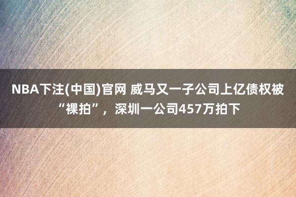 NBA下注(中国)官网 威马又一子公司上亿债权被“裸拍”，深圳一公司457万拍下